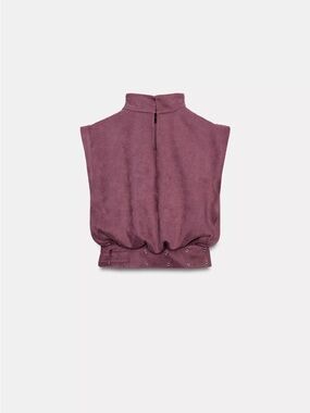 Zara Sleeveless Mock Neck Tank in Mauve Plum